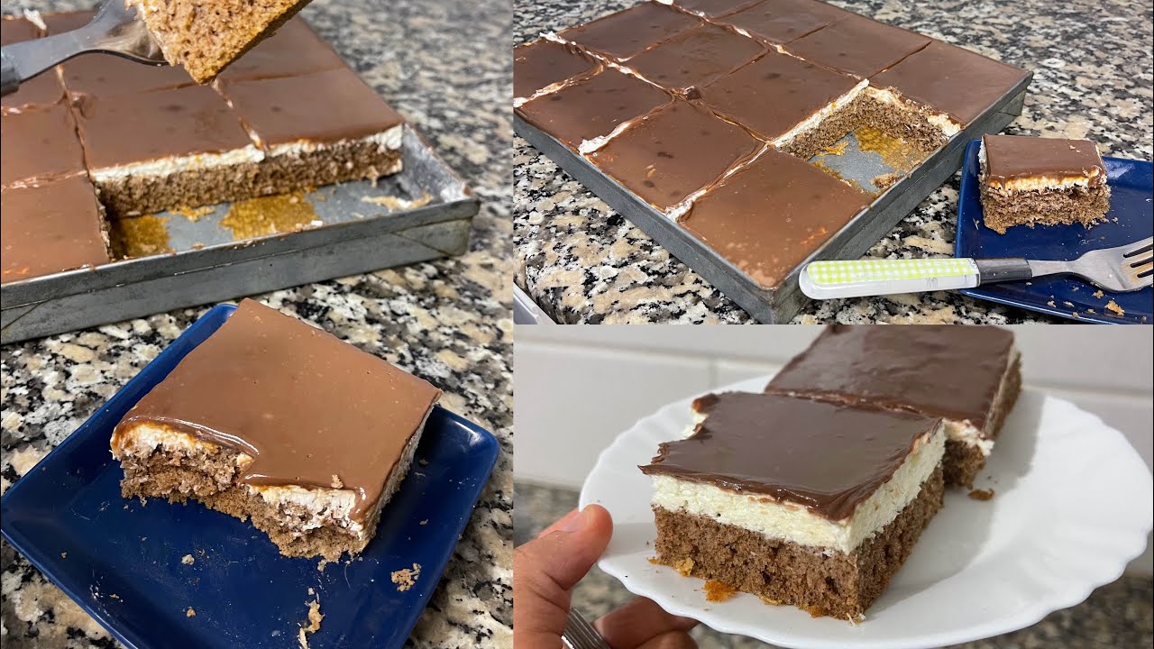 كيكة الباونتي الباردة اللذيذة كيك بجوز الهند 🥥بثلاث طبقات و ثلاث أذواق تحلية سهلة و سريعة