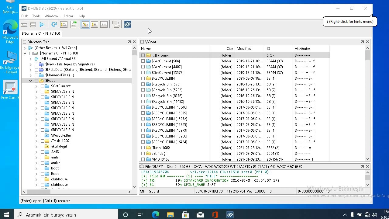 DMDE free edition ile formatlanmış diskten dosya kurtarma