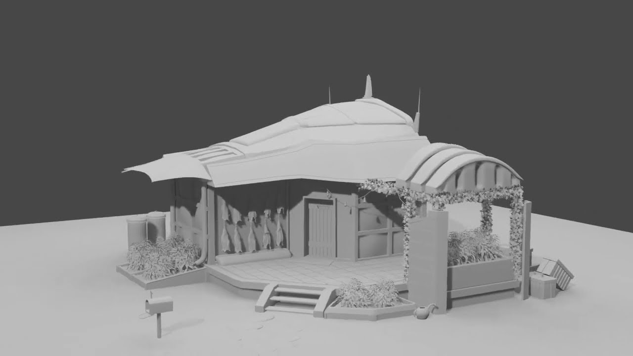Solar Punk Building (grey scale)