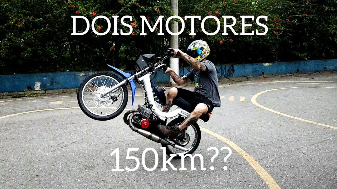 MOBILETE DE DOIS MOTORES 150KM??  (SER&Aacute; QUE ANDA)?? #mobilete #mobiletecaloi #2tempos