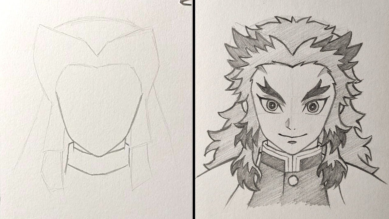 How to draw Rengoku step by step | easy drawing tutorial