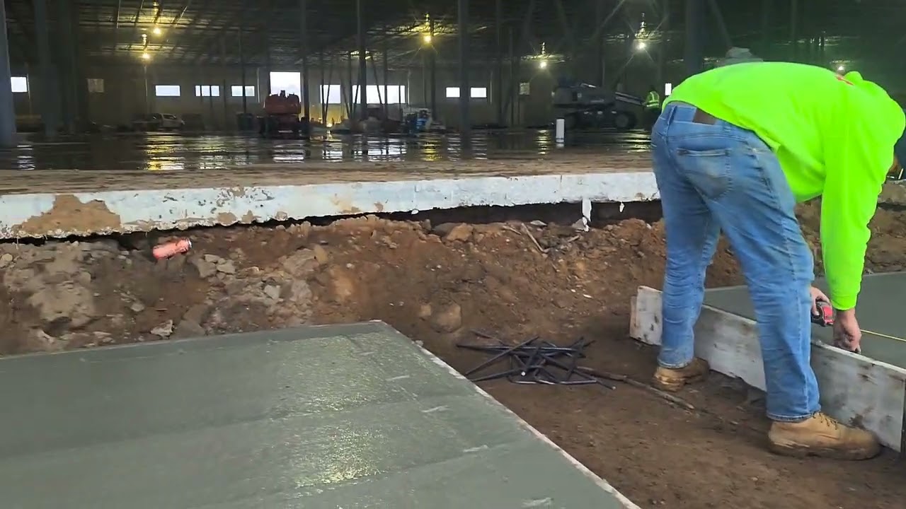 Pouring some Loading dock leveler pads.