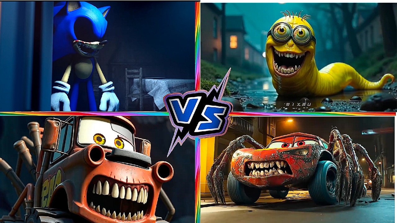 Sonic EXE VS McQueen VS Mater Monster VS Minion Monster Tiles Hop EDM Rush