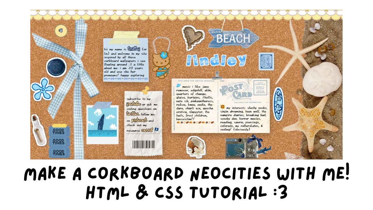 make a corkboard neocities with me - html & css tutorial!