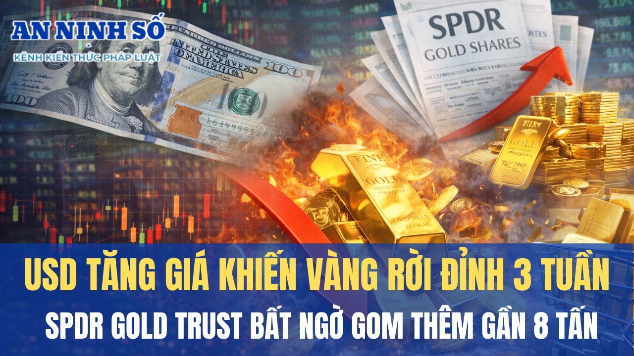 USD Tăng Giá Khiến Vàng Rời Đỉnh 3 Tuần, SPDR Gold Trust Bất Ngờ Gom Thêm Gần 8 Tấn