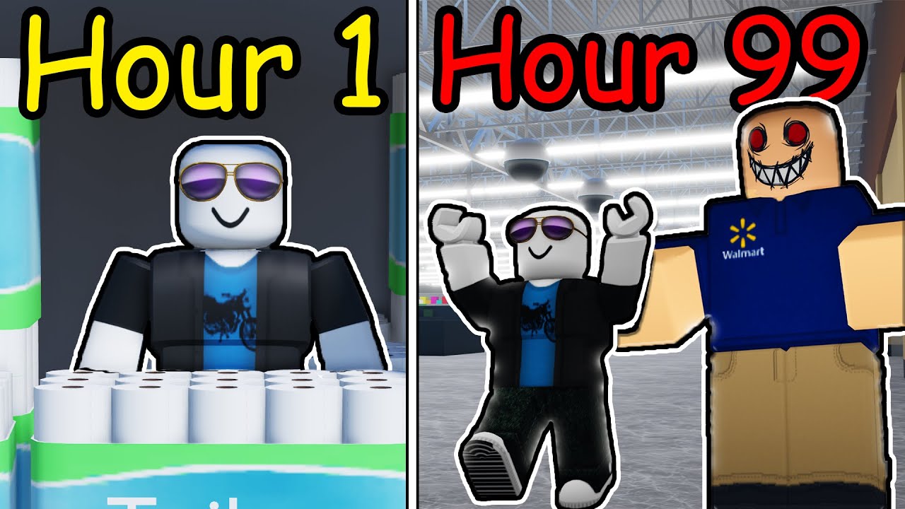 я выжила НОЧЬ в супермаркете Roblox...