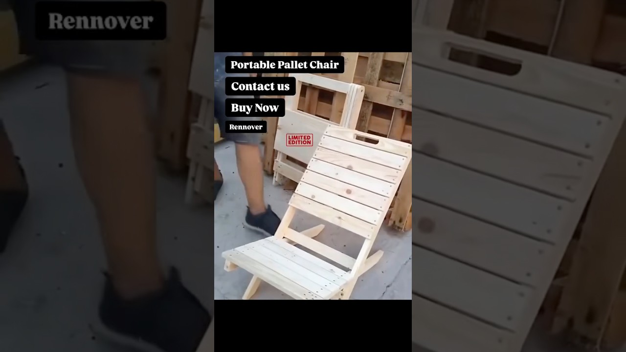 Portable Pallet Chair: easy-to-carry, and quick-to-assemble pinewood chair #pallet call: 7986647071