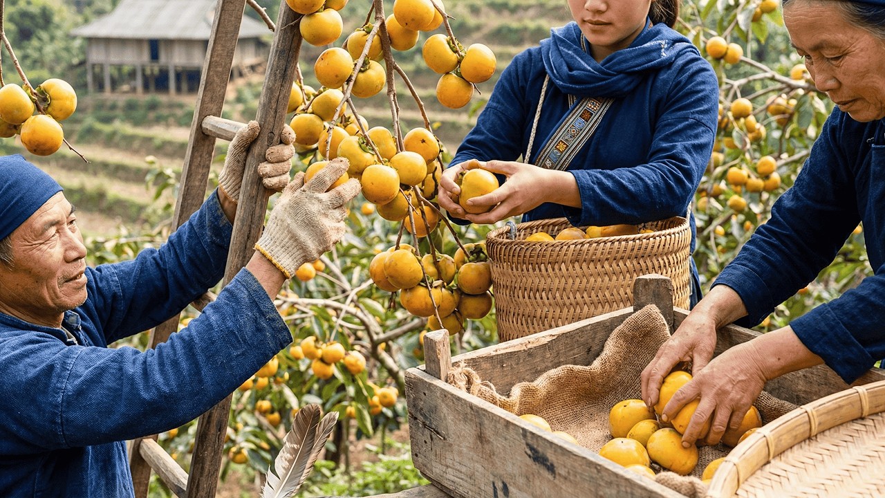 Relaxing Gardening in The Vietnamese Countryside - Great way to Persimmon | Nature ASMR