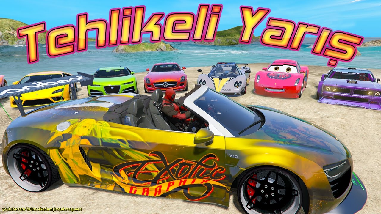 Örümcek Çocuk Şimşek McQueen ile Tehlikeli Yarışa Katılıyor Süper Arabalar