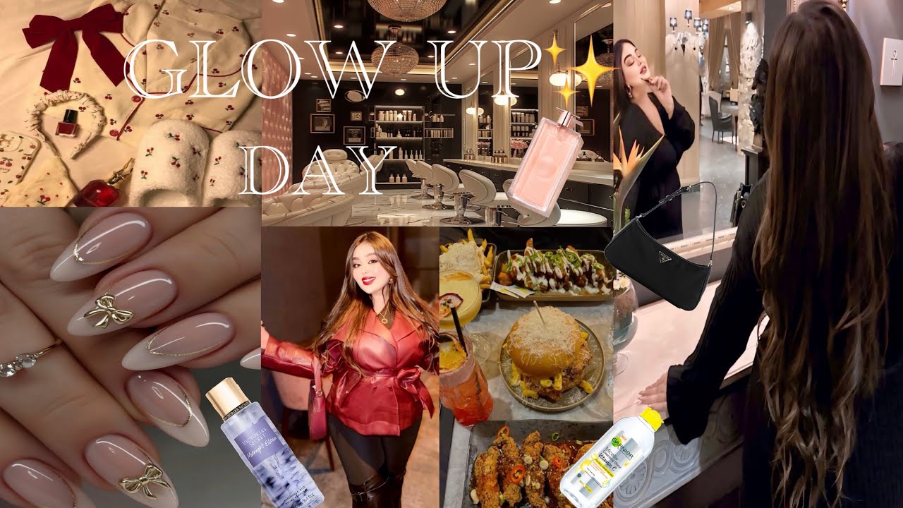 GLOW UP ROUTINE ✨🦋 | GRWM, Hair, Nails, Brushing & Dinner Vlog 🎀 نهار ديال العناية الشخصية 🌸