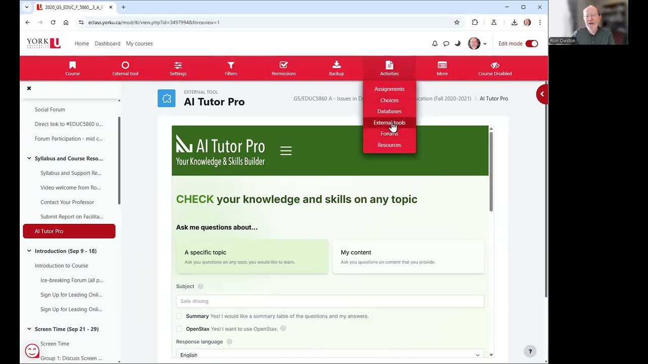 Integration of AI Tutor Pro into the Moodle LMS