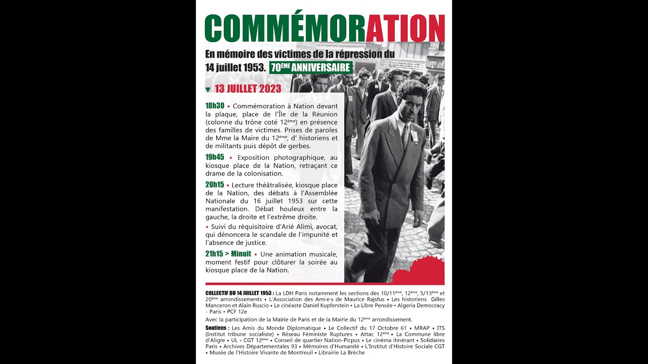 Commémoration en mémoire des victimes de la répression du 14 juillet 1953