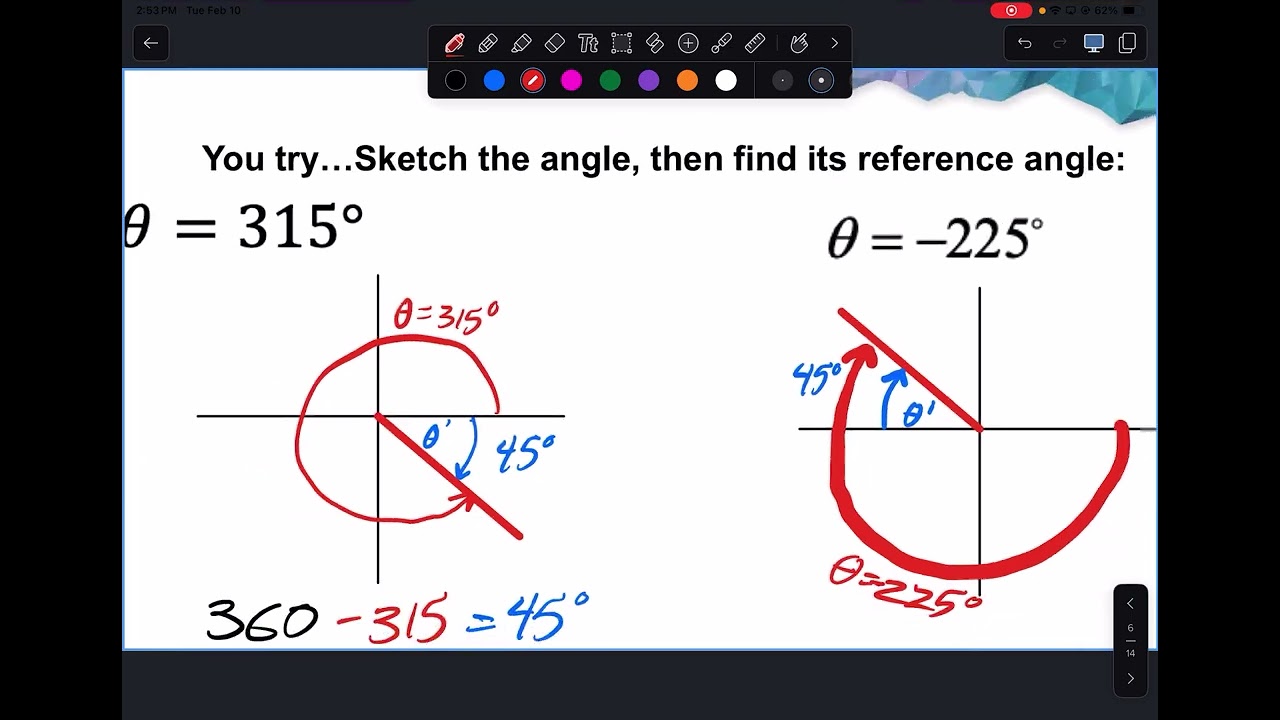 Algebra 2 - 11.2 - Reference Angles & Special Triangles