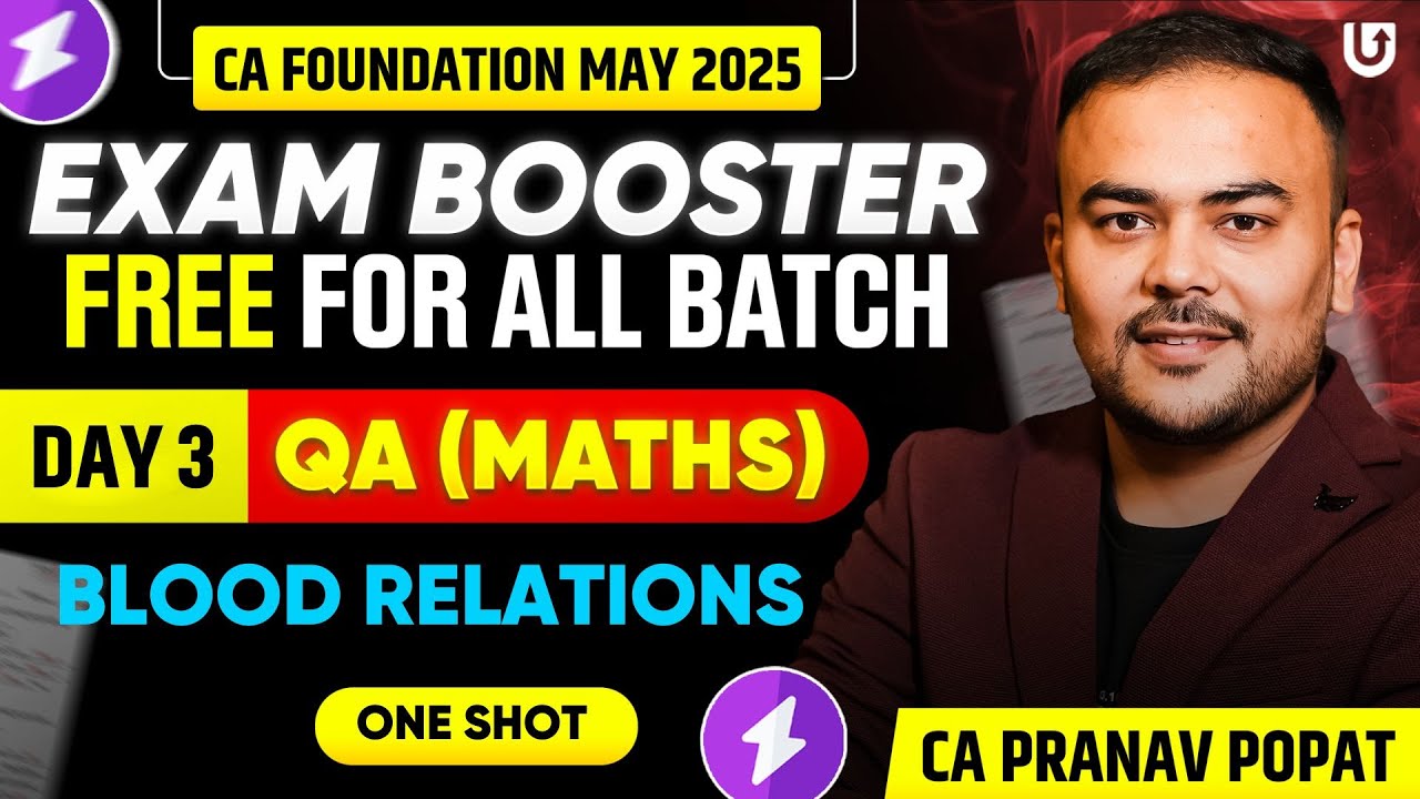 Blood Relations | CA Foundation May 25 | Day 3 | Maths (QA) Free Booster Batch | CA Pranav Popat
