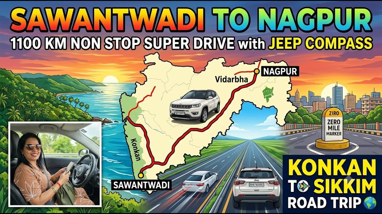 Day 1 Sawantwadi to Nagpur 1100 km in 14 hrs. Road Trip to Sikkim Konkan to Sikkim Road Trip.
