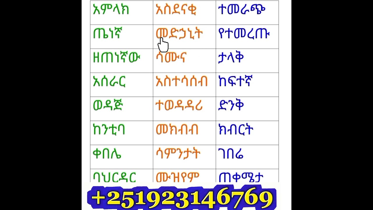 ቃላት ምስረታ ለጀማሪዎች “Word Formation for Beginners” @ +251923146769