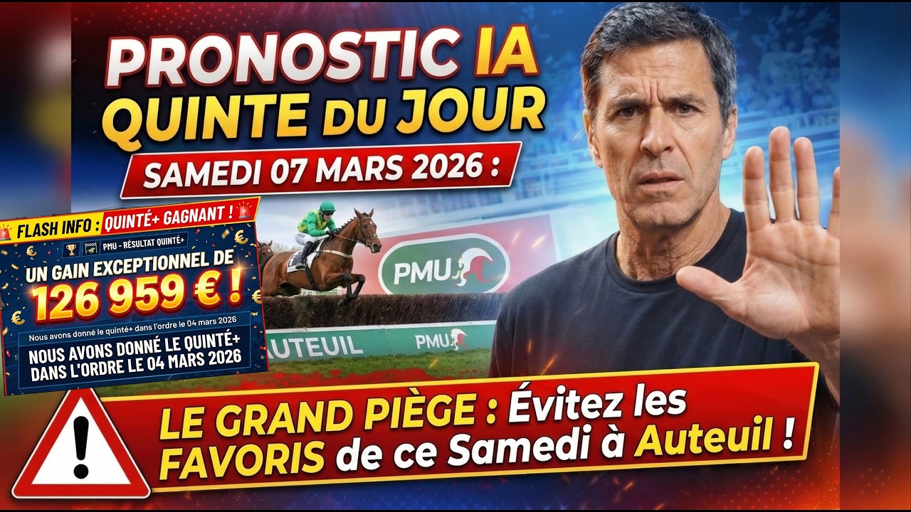 PRONOSTIC IA QUINTE DU JOUR SAMEDI 07 MARS 2026 : LE PIÈGE DU PRIX PRÉDICATEUR - FUYEZ LES FAVORIS !