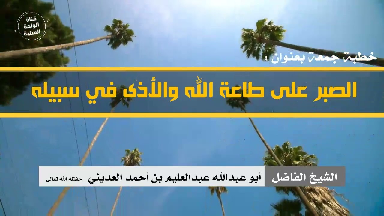 خطبة حمعة ( الصبر على طاعة الله والأذى في سبيله) للشيخ أبي عبدالله عبدالعليم بن أحمد العديني
