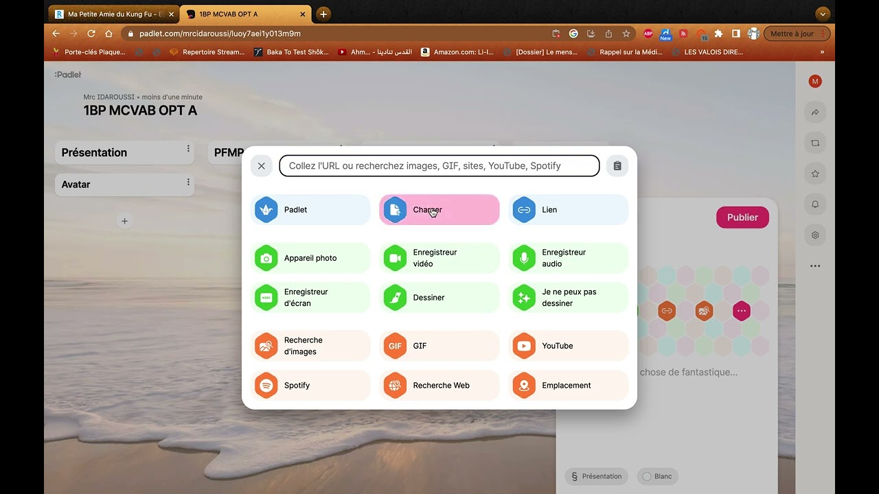 Création d'un padlet type colonne