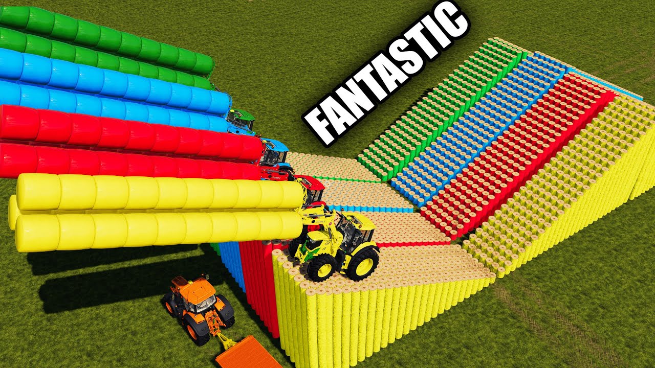 FANTASTIC OF LOADER RAMP ! KING OF COLORS ! BALE LOADING RACING with TRACTORS ! Farming Simulator 19