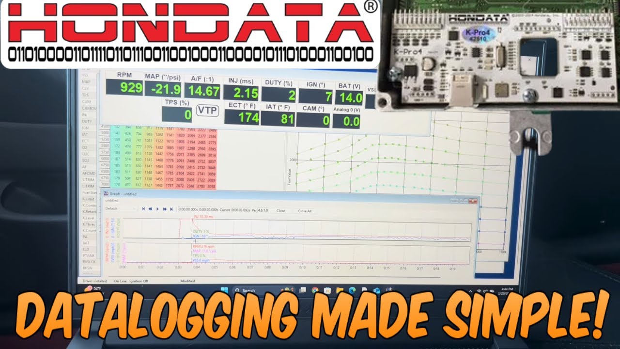 Hondata Kpro - How to datalog and upload a tune