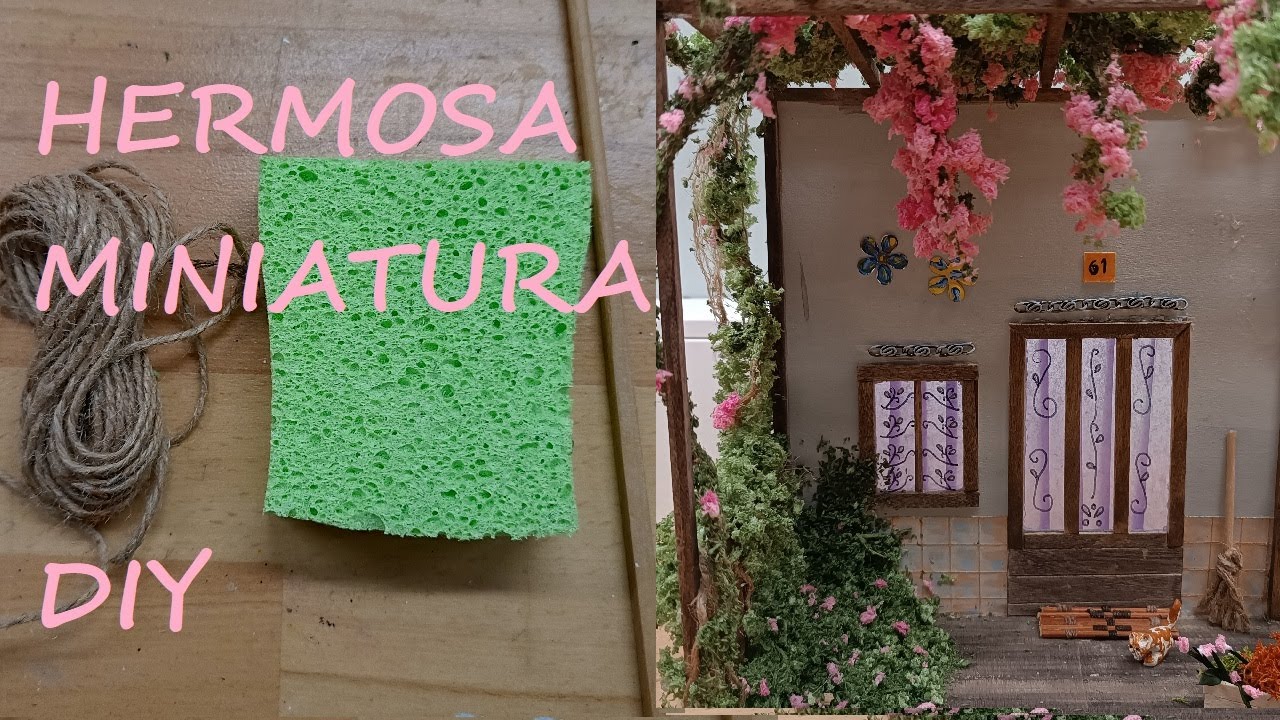 cómo hacer plantas en miniatura con esponja, cuerda y palito