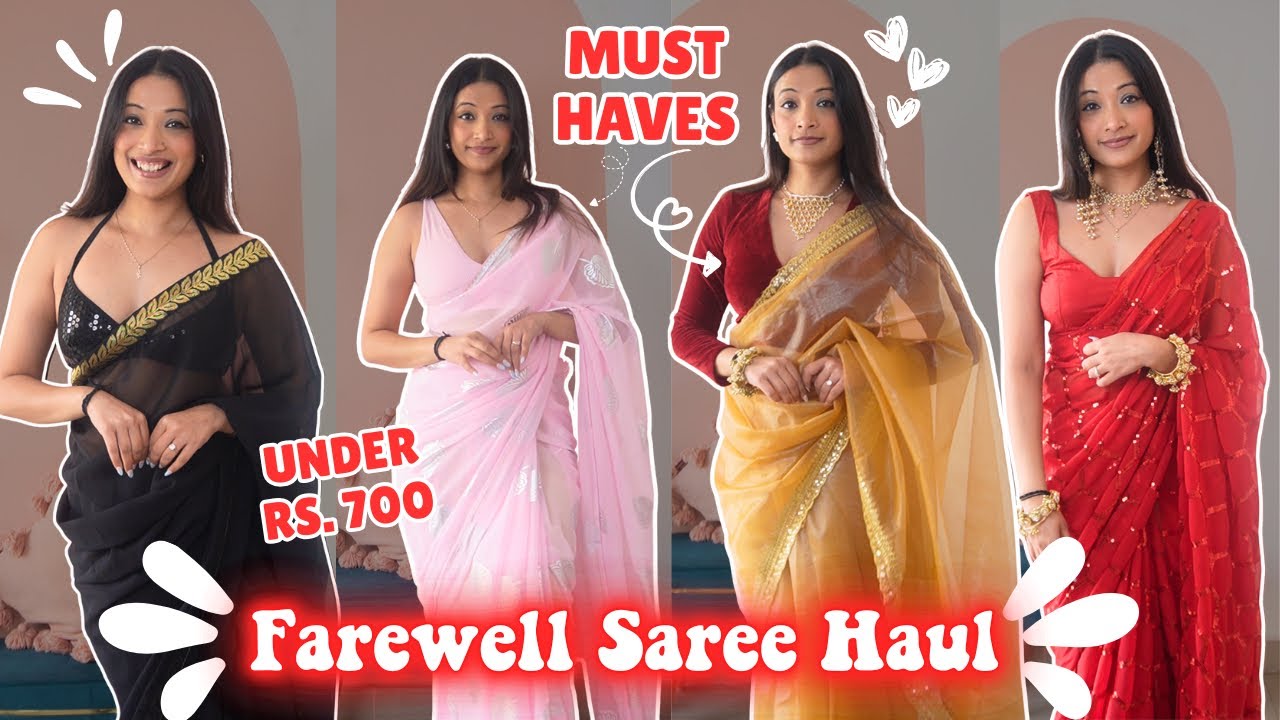 🛍️ Farewell “Beautiful & Latest” Saree Haul From AMAZON🛍️Chiffon/Tissue/Georgetee Saree🛍️