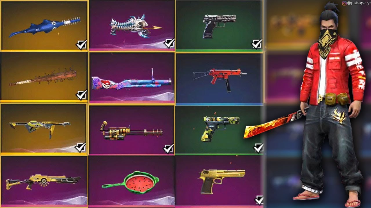 SKINS DE ARMAS DE UNA CUENTA VETERANA EN FREE FIRE ¿SKINS EXCLUSIVAS?