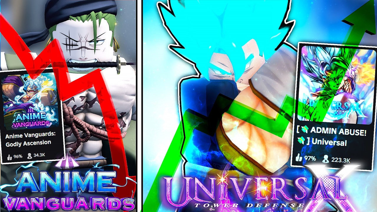 Почему Anime Vanguards теряет игроков, а Universal Tower Defense набирает популярность