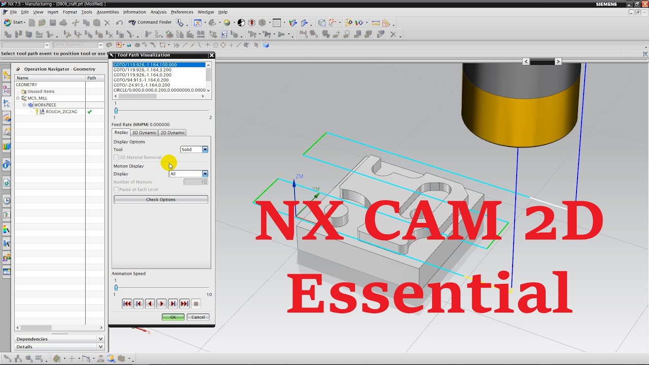 NX CAM 2D Essential. (Using Shape of Practical Test of Milling Craftman in Korea)