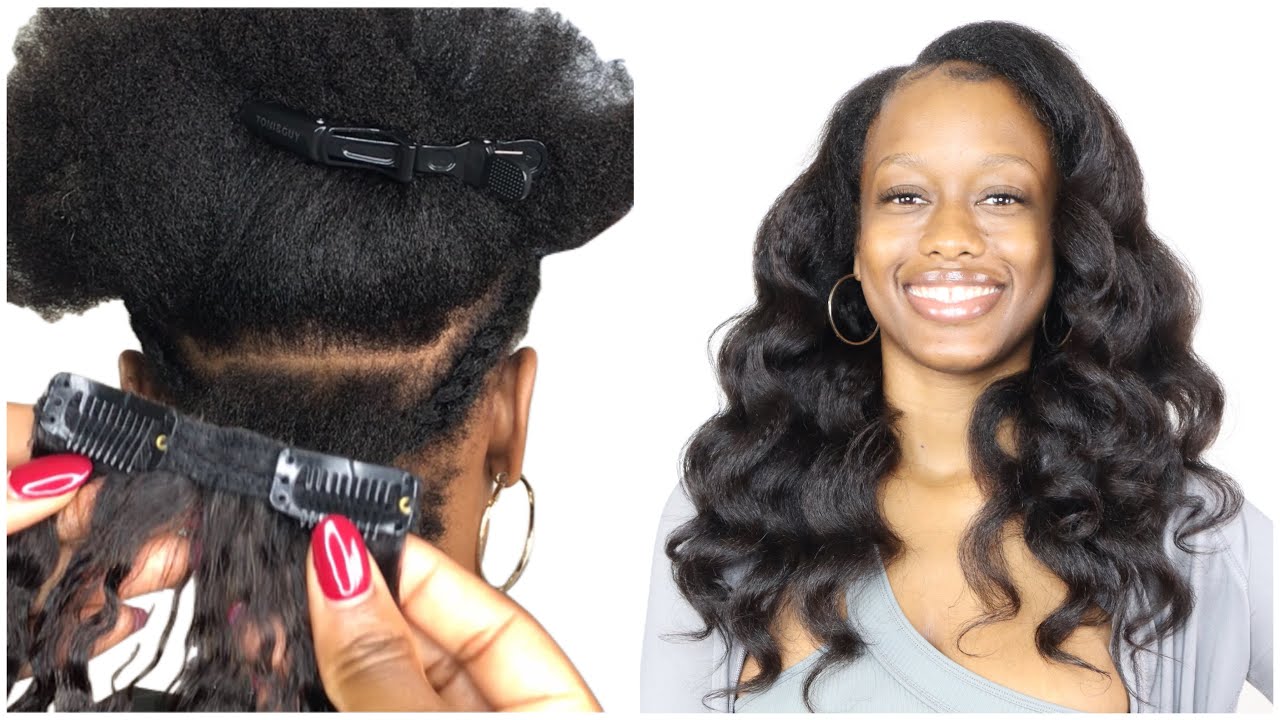 BEST WAY TO INSTALL CLIP-INS ON SHORT 4C NATURAL HAIR.. | Betterlength kinky coarse hair