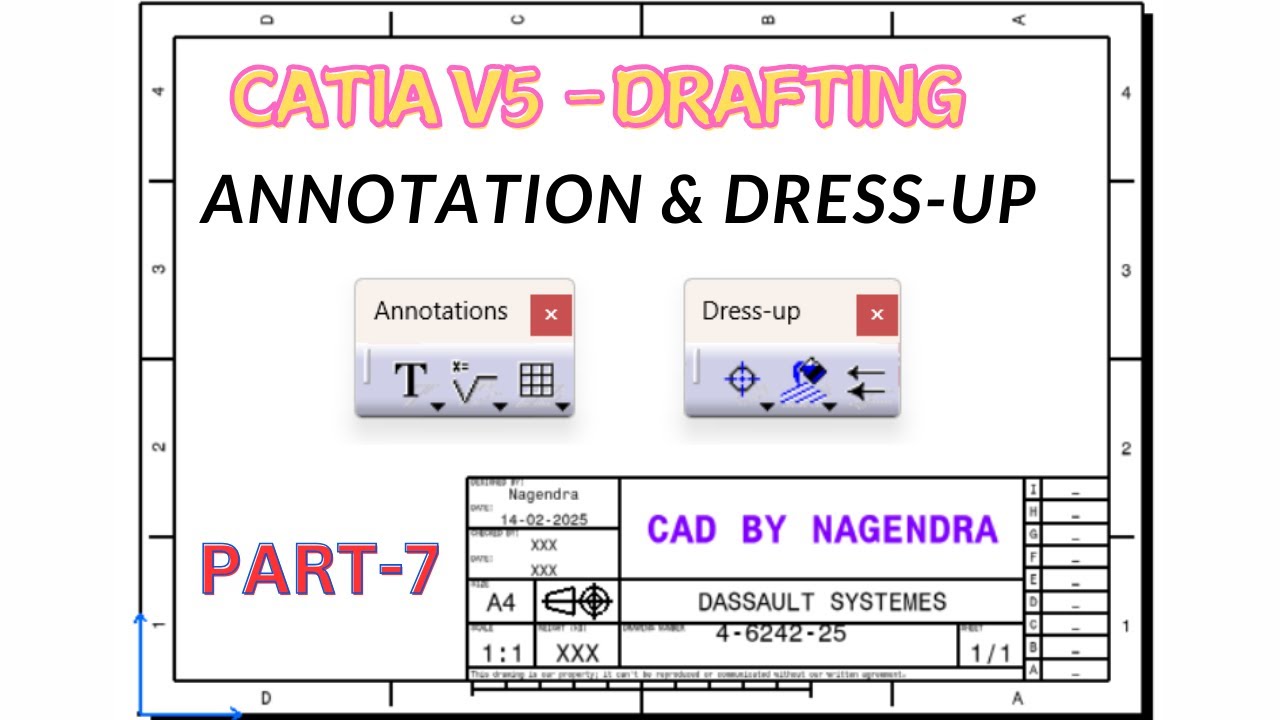 Уроки черчения в CATIA V5, часть 7 | Аннотации в черчении: текст, символы и т. д.