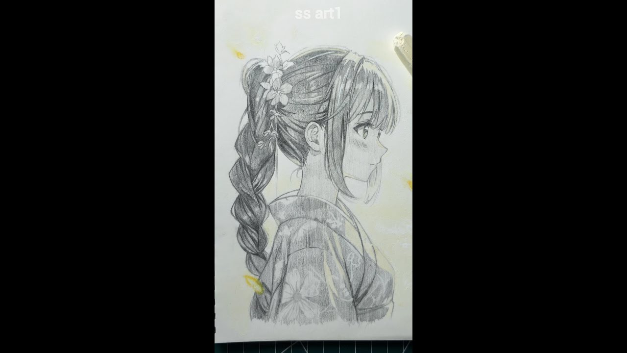 How to draw character in kimono side profile.