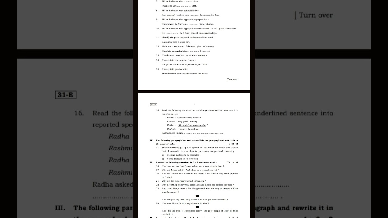 SSLC ANNUAL ENGLISH PAPER 2025 IMPORTANT QUESTIONS #sslc2025
