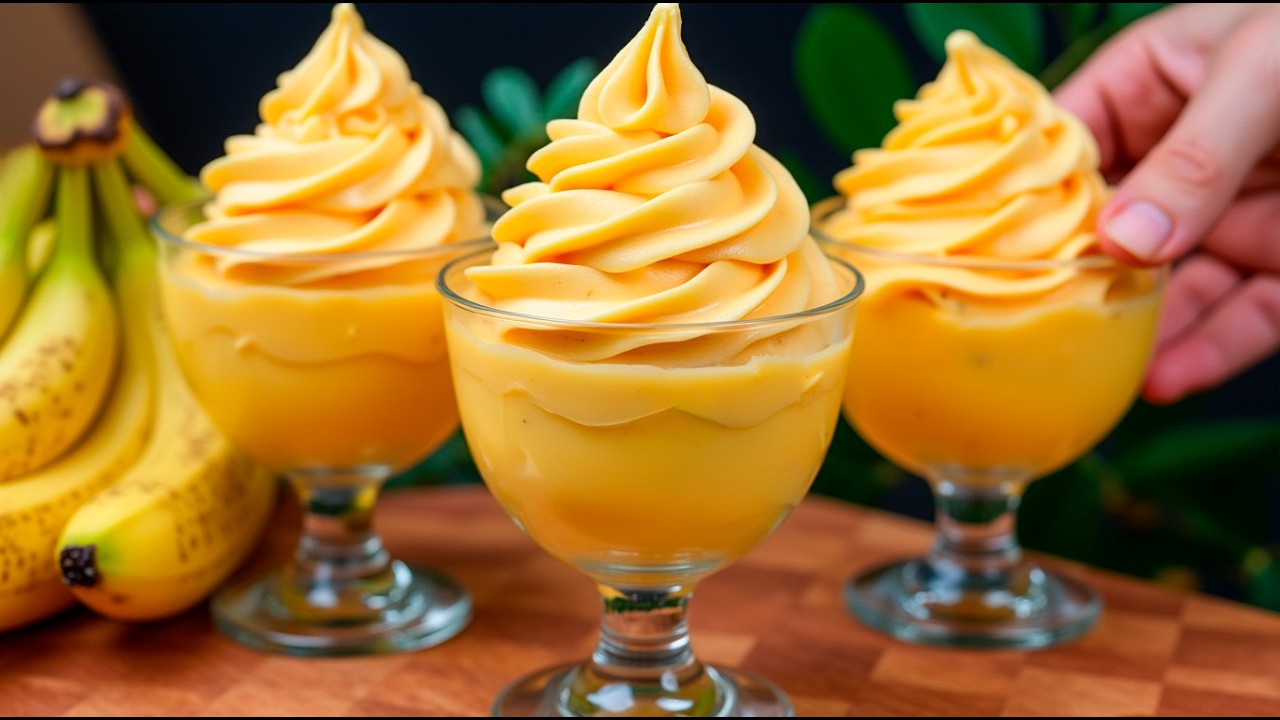 Самый любимый итальянский банановый мусс за 5 минут! Банановый крем!