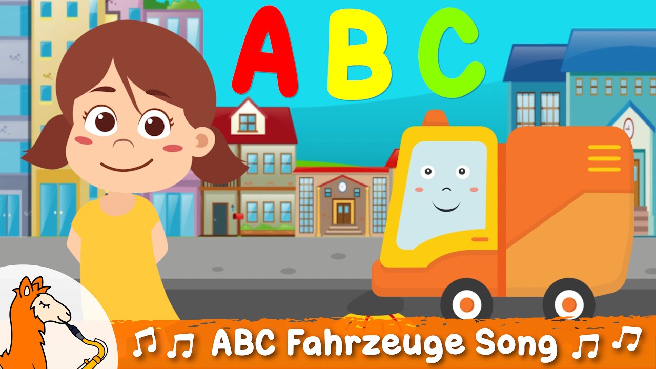 ABC Lied Deutsch mit Fahrzeugen Alphabet lernen f&uuml;r Kinder mit Kehrmaschine Bulldozer M&auml;hdrescher