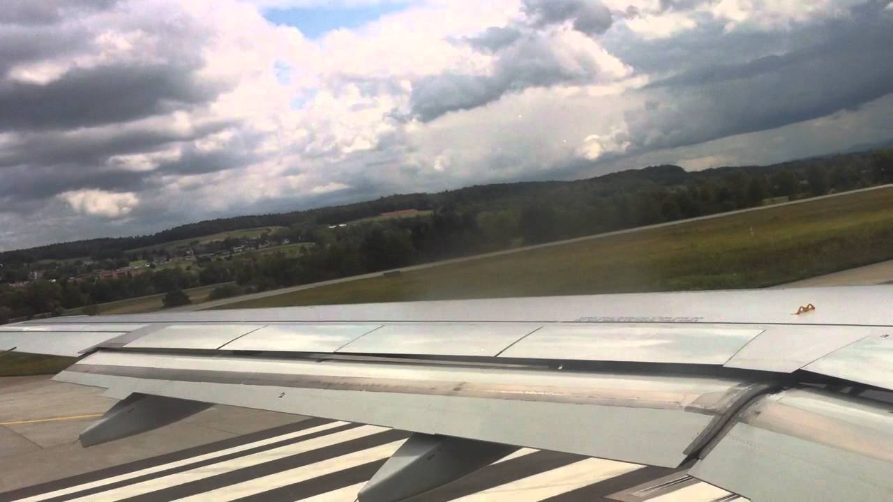 Very windy take off in Zurich - Swiss A320