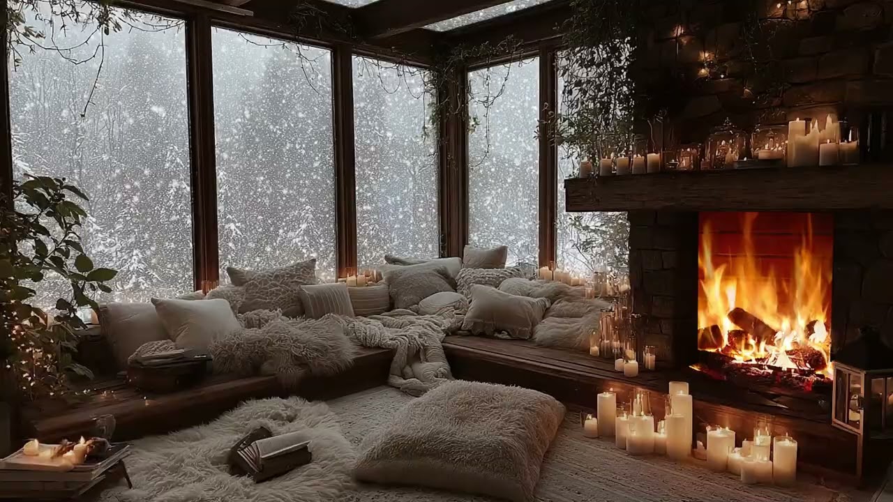 Cozy Fireplace Piano Night 🎹🔥 Healing Relaxation