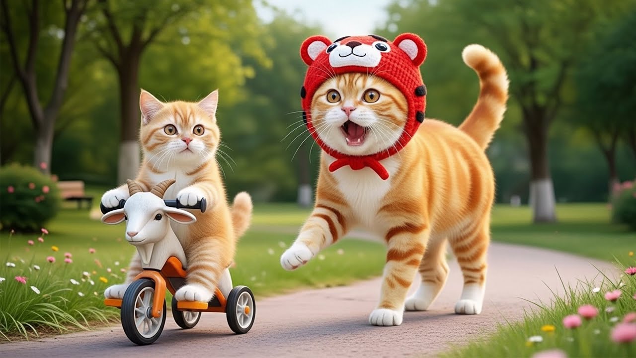 Mama Cat Trims Fur on the Farm and Makes Tiger Hat For Kittens At Home🐾🎩🐯
