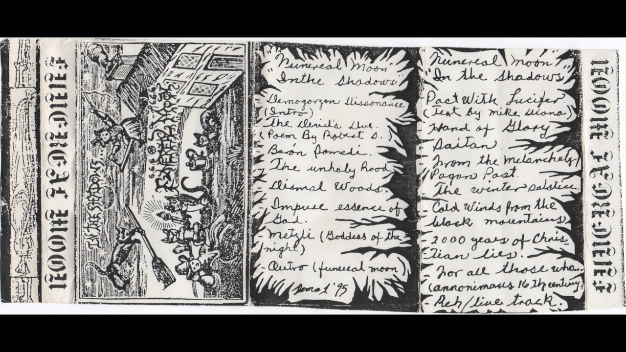 Funereal Moon - "In The Shadows" (1994, Tape with artwork sticker, Unknown brand)