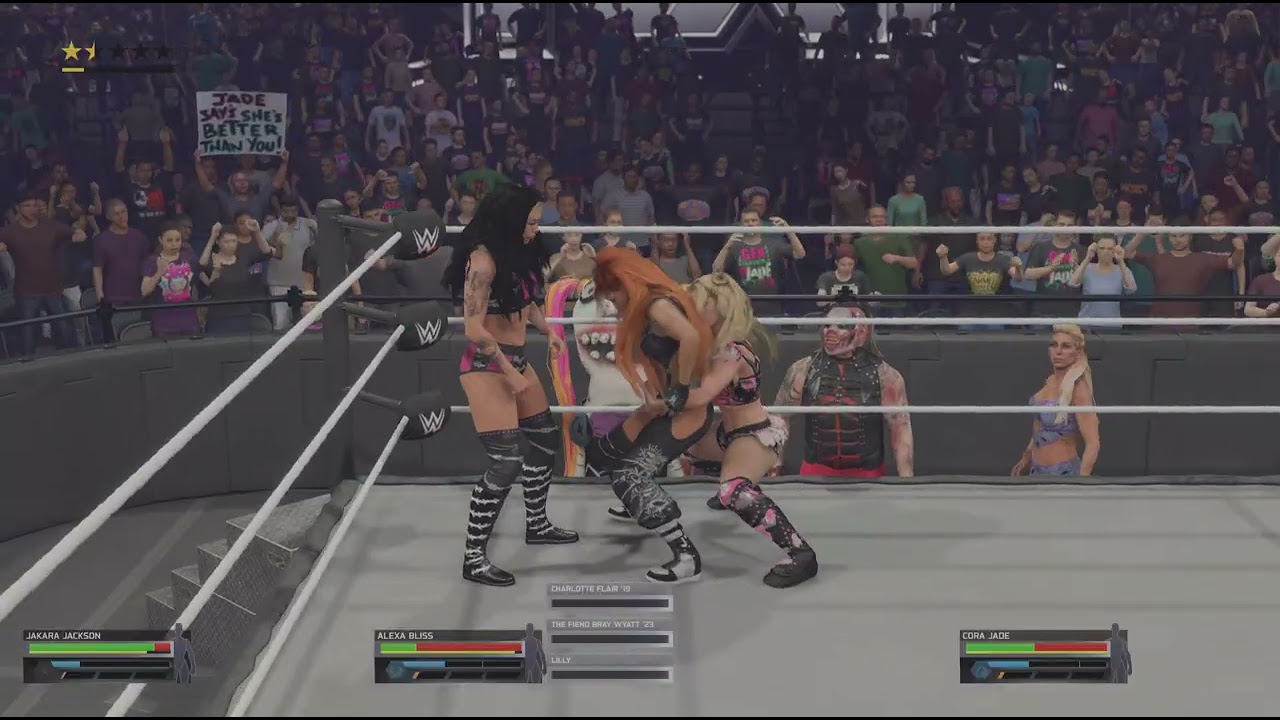 ALexA BLisS vs JaKaRa JacKsoN vs CoRa JaDe , table match  !!!
