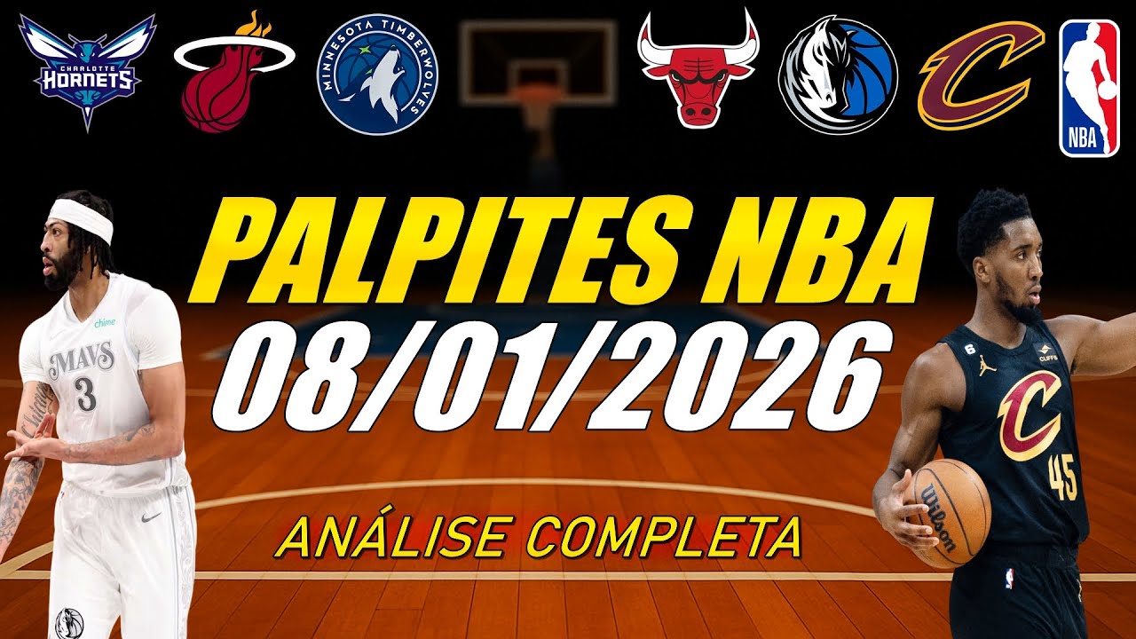 Melhores Palpites NBA HOJE - Análise NBA (08/01/2026) - Palpites Basquete para HOJE + Bilhete PRONTO