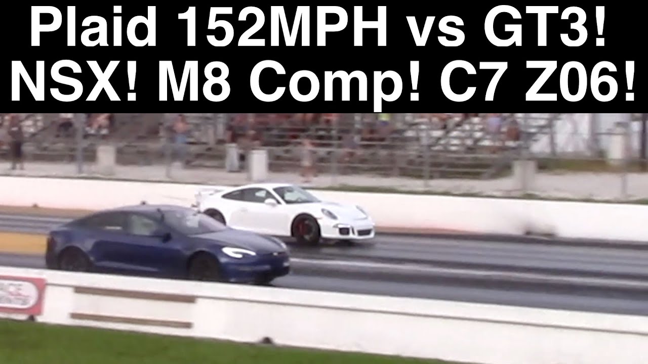 Tesla Plaid 152MPH!!! Five New 1/4mile Races!! Acura NSX! Porsche GT3! BMW M8 Comp! C7 Z06! CTS-V!
