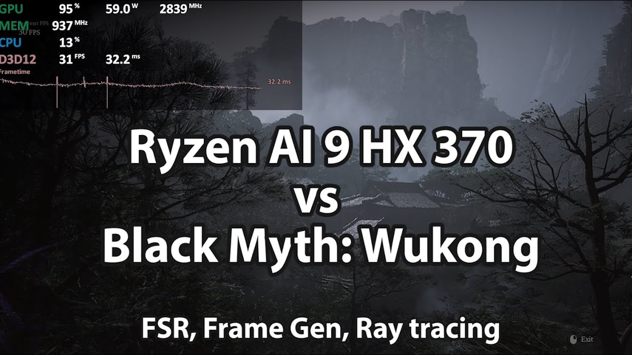 AMD Ryzen AI 9 HX 370 Radeon 890M vs Black Myth: Wukong