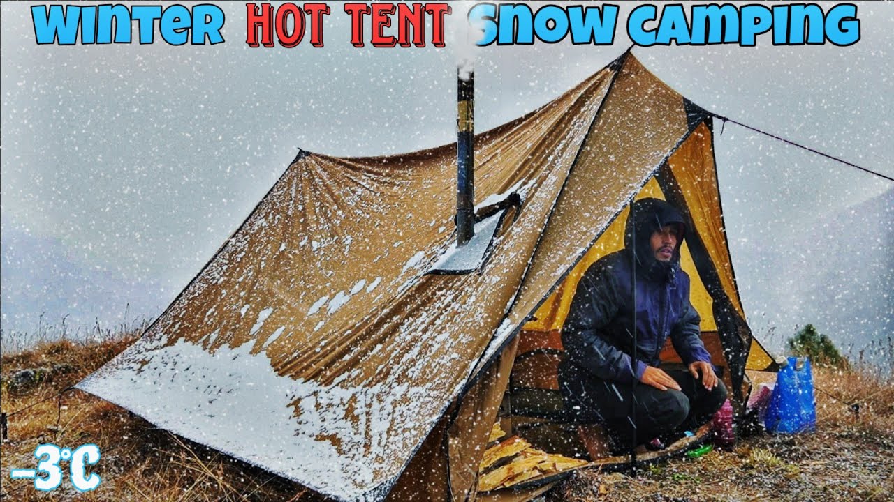 Winter Group Camping In Heavy Rain & Snowfall | Winter Snow Camping in India | Camping video