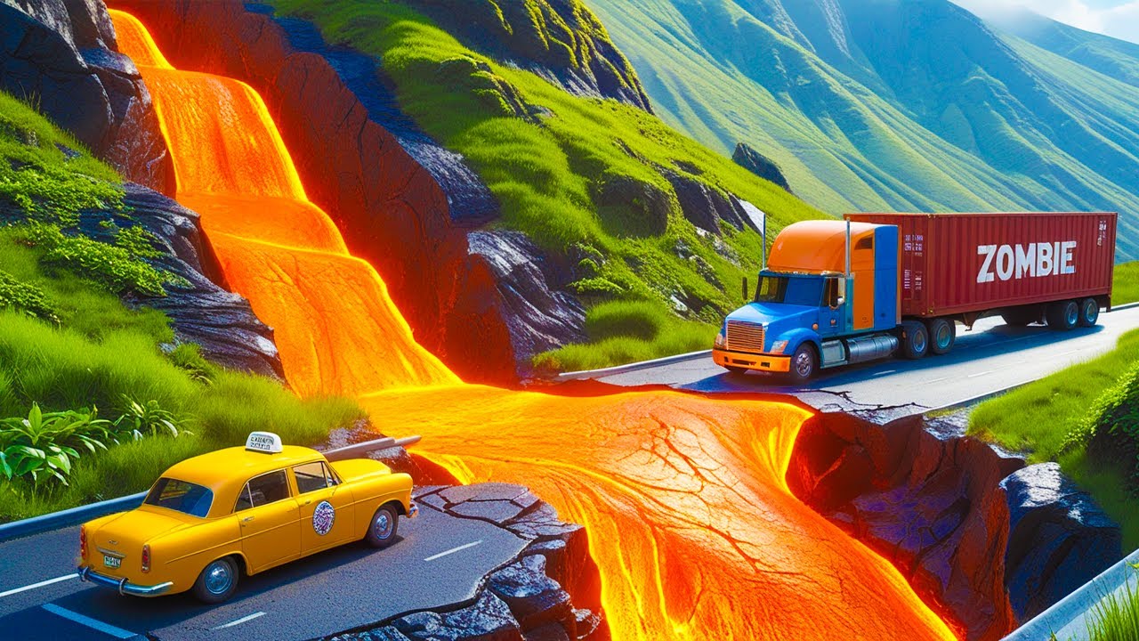 Cars vs Lava Crosses Road Challenge #1 😱 BeamNG Drive! | Hyper Car