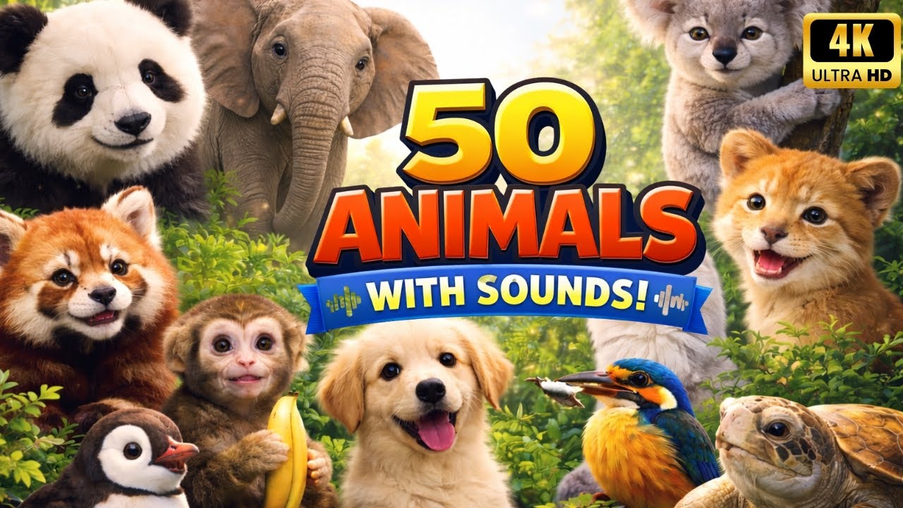 50 Animals 🐶🦁🐘🐯 Names & Sounds 🔊 | Kids Learning Animals | Educational Video | Laalla TV