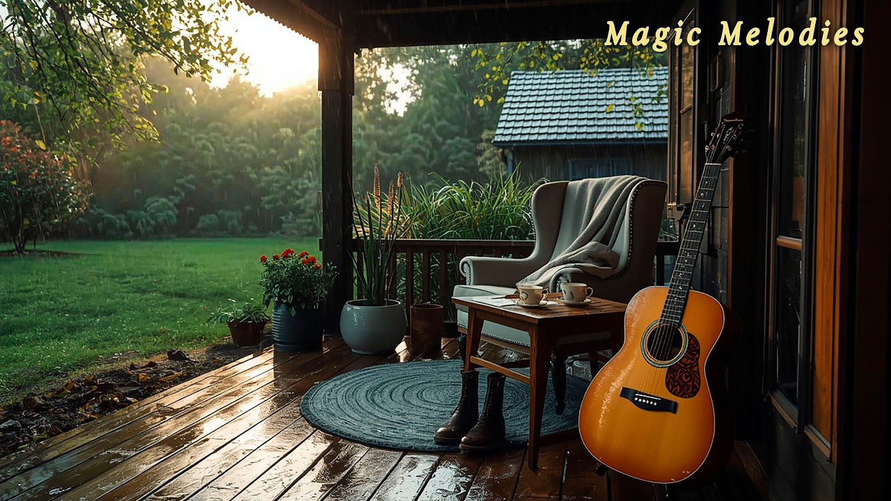 Relaxing Guitar Music on a Rainy Terrace | Calm Instrumental Music for Sleep & Focus (2.5 Hours)