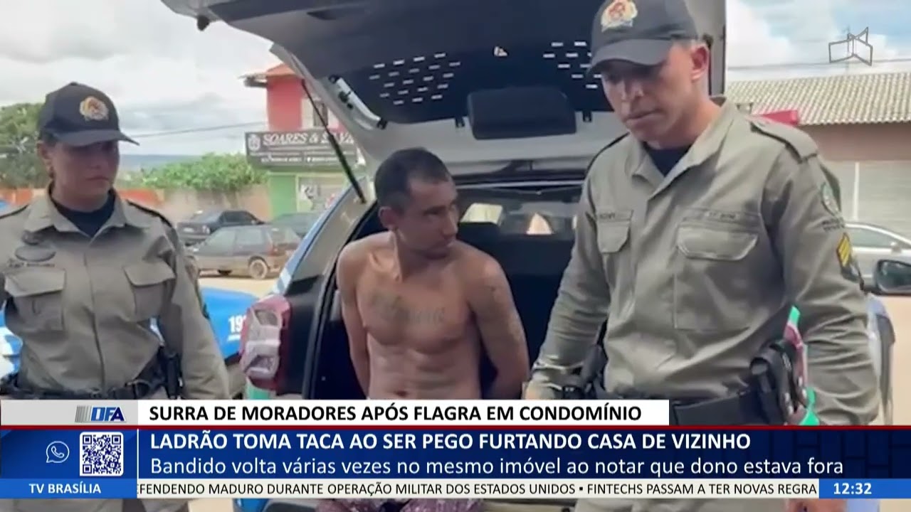 DF ALERTA - Ladr&atilde;o toma taca ao ser pego furtando casa de vizinho