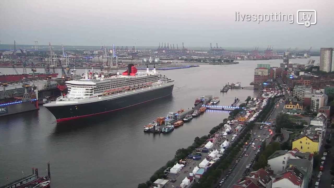 Livespotting.tv - Ankunft Queen Mary 2 in Hamburg 19. August - Cruise Days 2012
